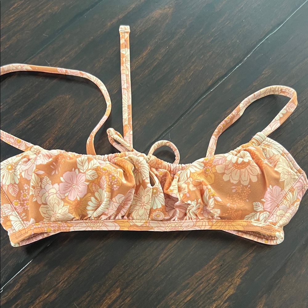 Xhilaration Floral Bikini Top in Orange and Pink